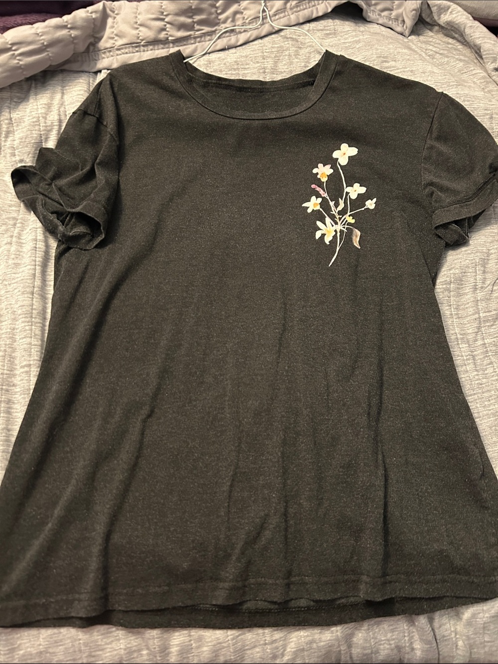 Black Floral Short-Sleeve Women's Tee